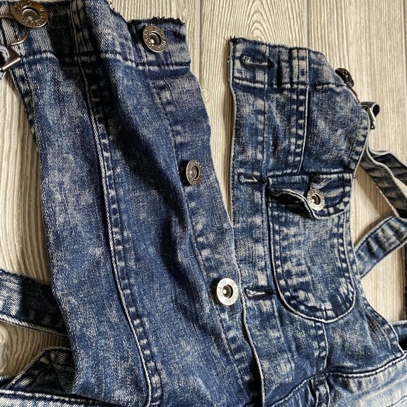 JCJQ Denim Skinny Overalls Womens L 30x30 Stonewash Stretch Torn Distressed - Picture 3 of 12